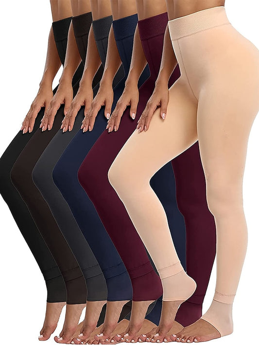 Fleece Lined Leggings for Women Thermal Warm High Waist Tummy Control One-Piece Seamless Leggings Stirrup Cotton Sports Activewear - LuckyFash™
