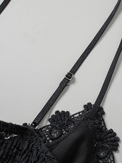 Lacy Black Strappy Bralette Top