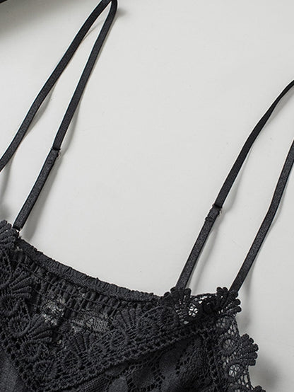 Lacy Black Strappy Bralette Top