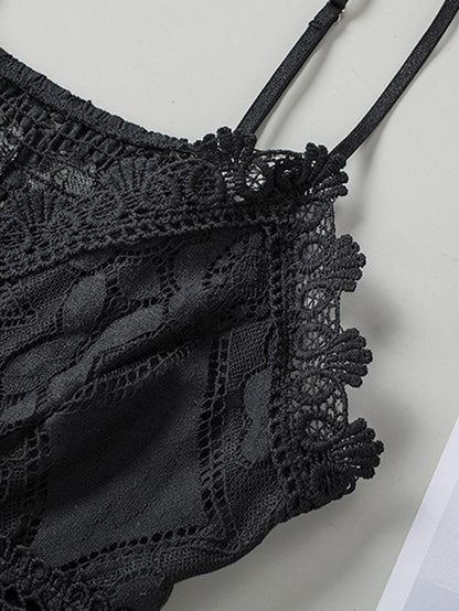 Lacy Black Strappy Bralette Top