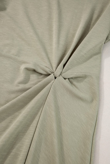 Laurel Green Twist Sleeve Mini T-Shirt Dress