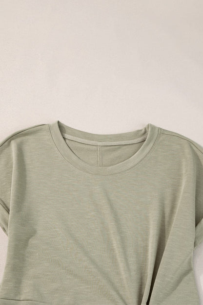 Laurel Green Twist Sleeve Mini T-Shirt Dress