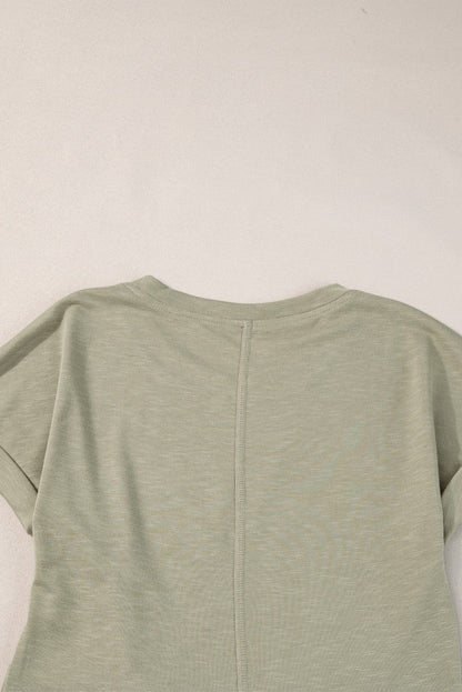 Laurel Green Twist Sleeve Mini T-Shirt Dress