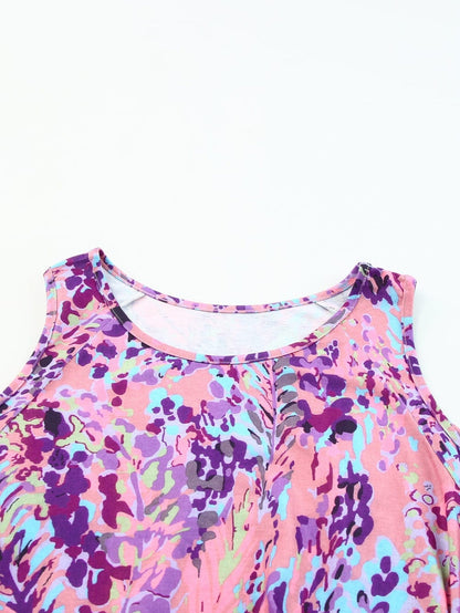 Lavender Blossom Cold Shoulder Floral Blouse