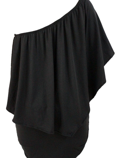 Layered Black Mini Poncho Dress with Versatile Styling