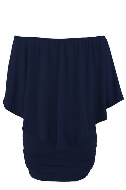 Layered Dark Blue Mini Poncho Dress with Versatile Styling Options