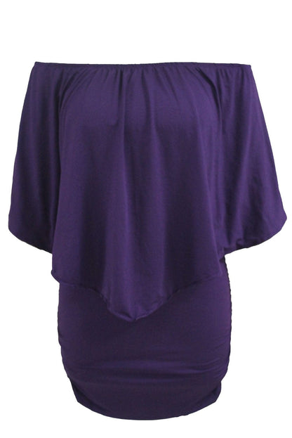 Layered Purple Mini Poncho Dress with Versatile Styling