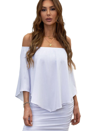 Layered Ruffle White Mini Poncho Dress