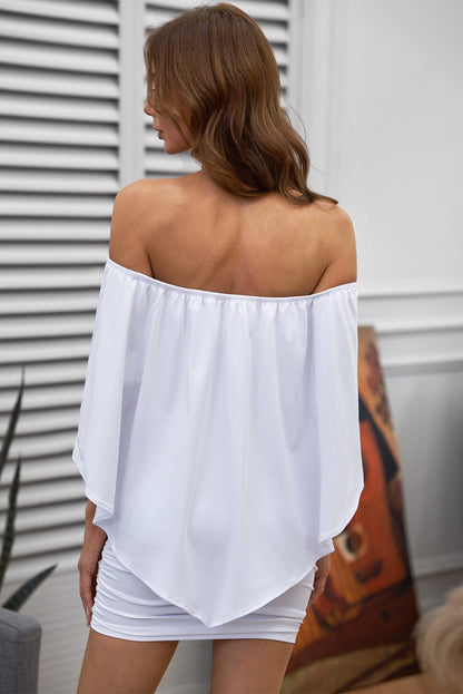 Layered White Poncho Mini Dress with Versatile Styling