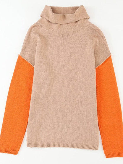 Lazy Turtle Collar Sweater in Contrast Colors for Women