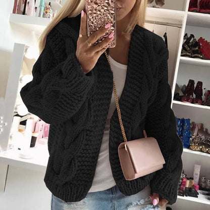 Women's Cardigan Knitted Solid Color Basic Casual Chunky Long Sleeve Loose Sweater Cardigans Hooded Open Front Fall Winter Wine Dusty Rose Gray