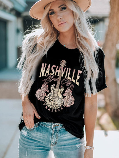 Leopard Guitar Graphic Tee for Music Lovers