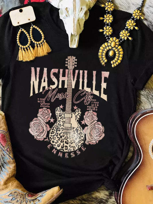 Leopard Guitar Graphic Tee for Music Lovers