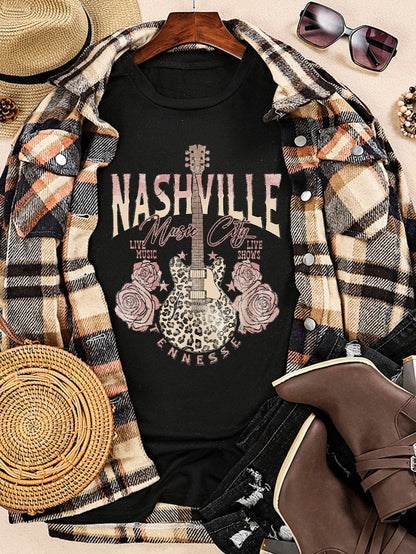 Leopard Guitar Graphic Tee for Music Lovers