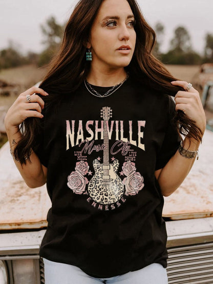 Leopard Guitar Graphic Tee for Music Lovers