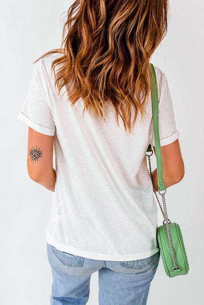 Leopard Heart Print White Western Valentine Tee