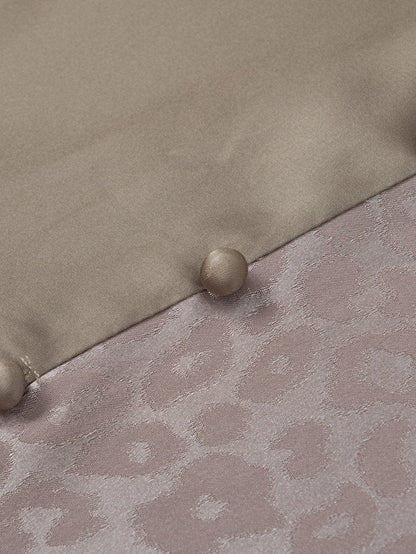 Leopard Jacquard Satin Blouse in Light French Beige