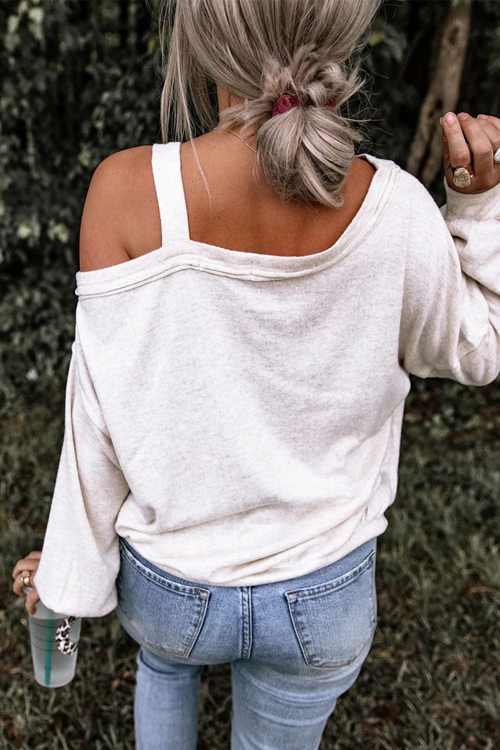 Leopard Love Asymmetrical One Sleeve Beige Top