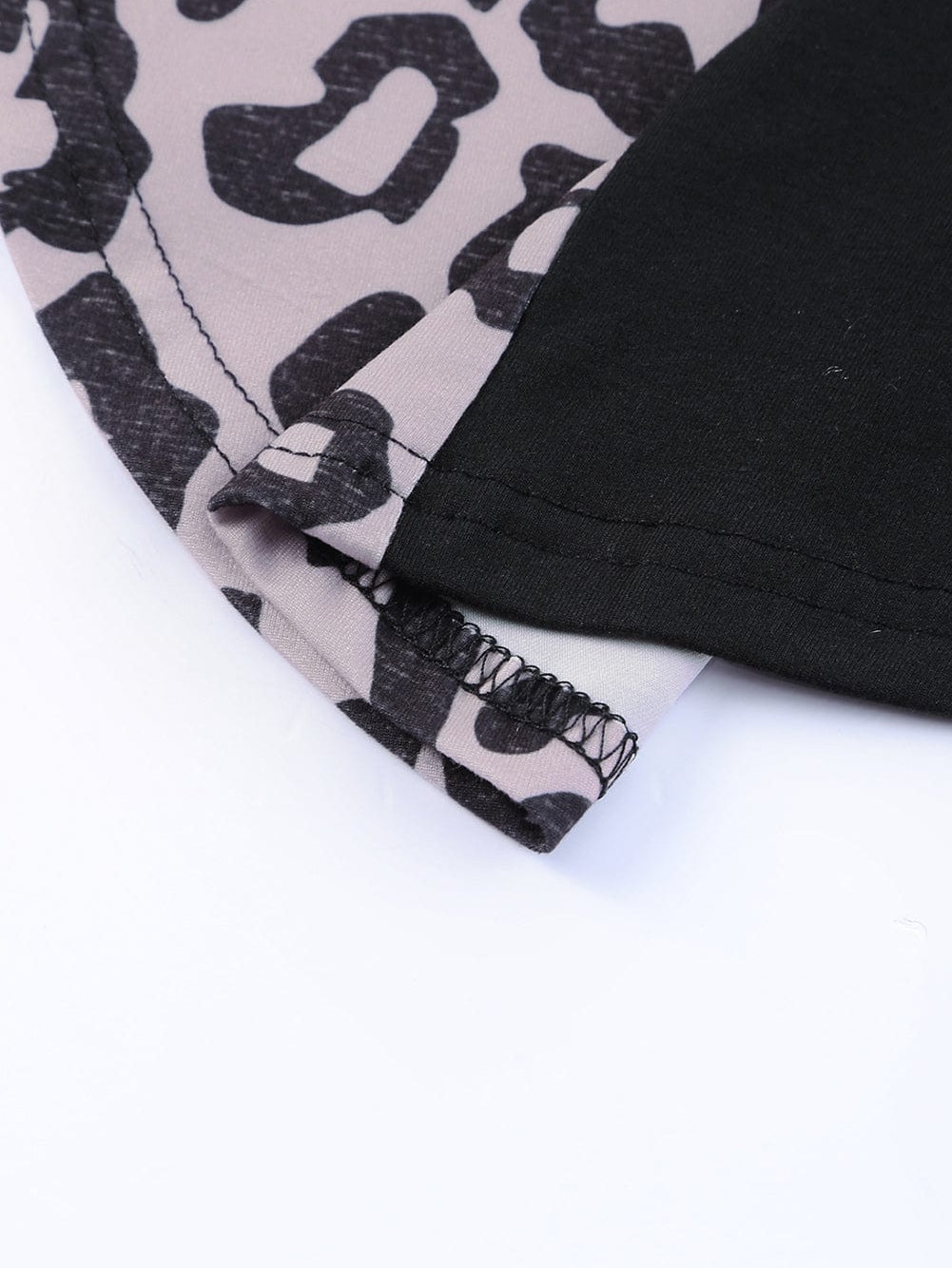 Leopard Print Black T-shirt Dress with Side Slits