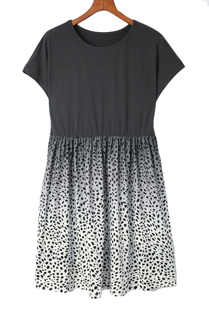 Leopard Print Casual Tunic Dress with Polka Dot Accents