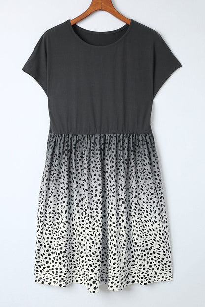 Leopard Print Casual Tunic Dress with Polka Dot Accents