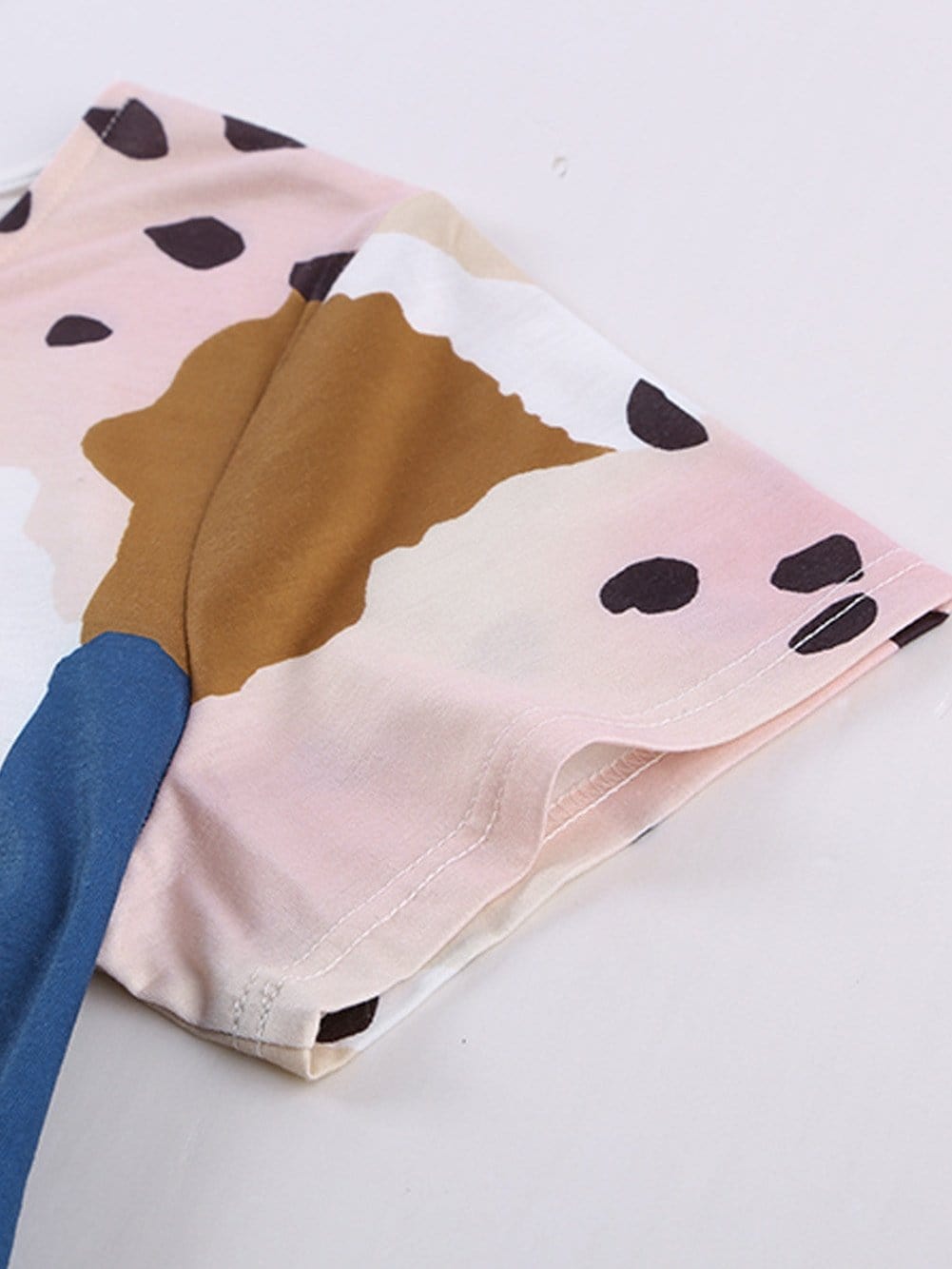 Leopard Print Color Block Mini Dress in Light Blue