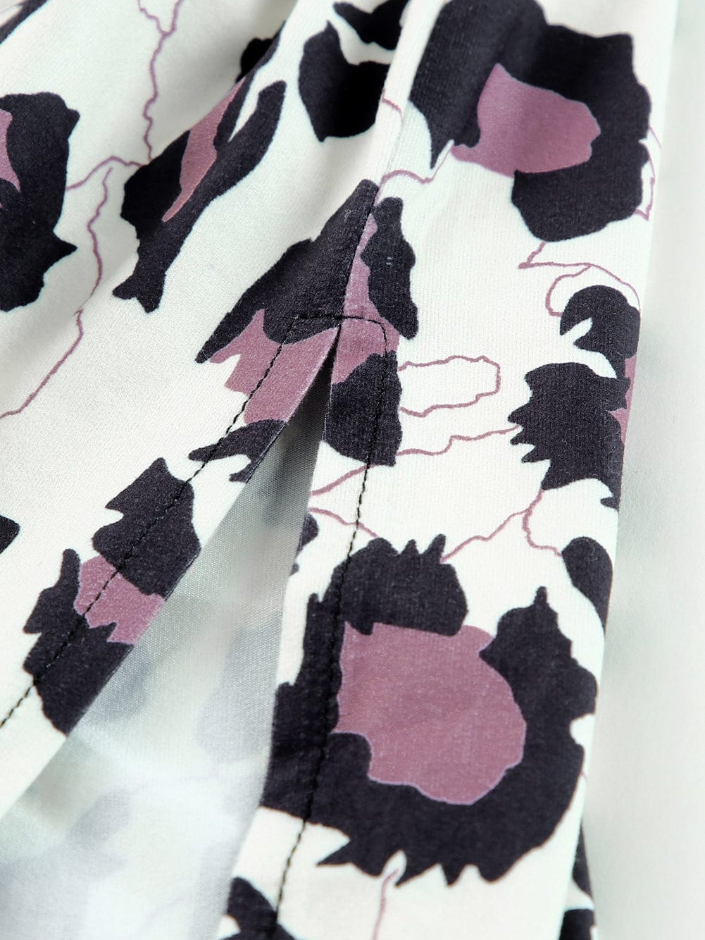 Leopard Print Color Block T-Shirt Maxi Dress with Side Slits