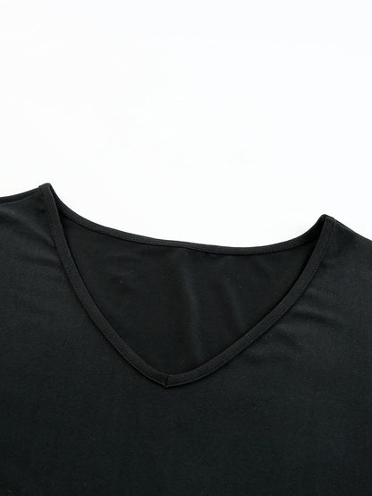 Leopard Print Color Block T-Shirt Maxi Dress with Side Slits