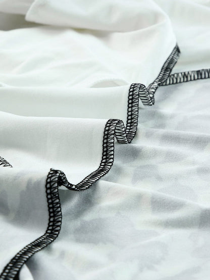 Leopard Print Color Block T-Shirt Maxi Dress with Side Slits