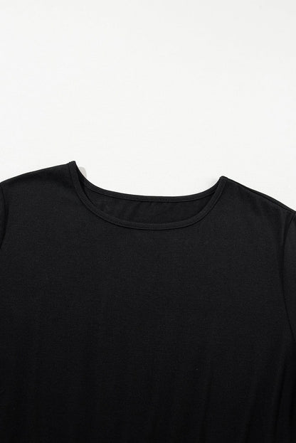 Leopard Print Colorblock Frill Trim A-Line T-shirt Dress - Light French Beige