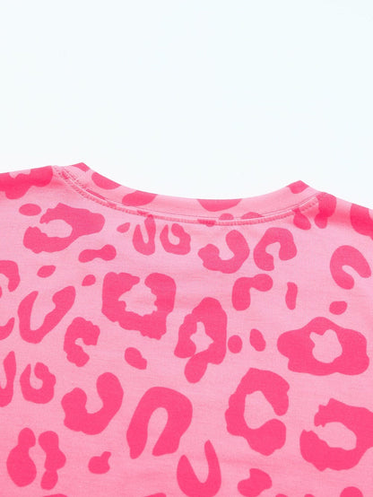 Leopard Print Crew Neck T-Shirt with Southern Belle Style