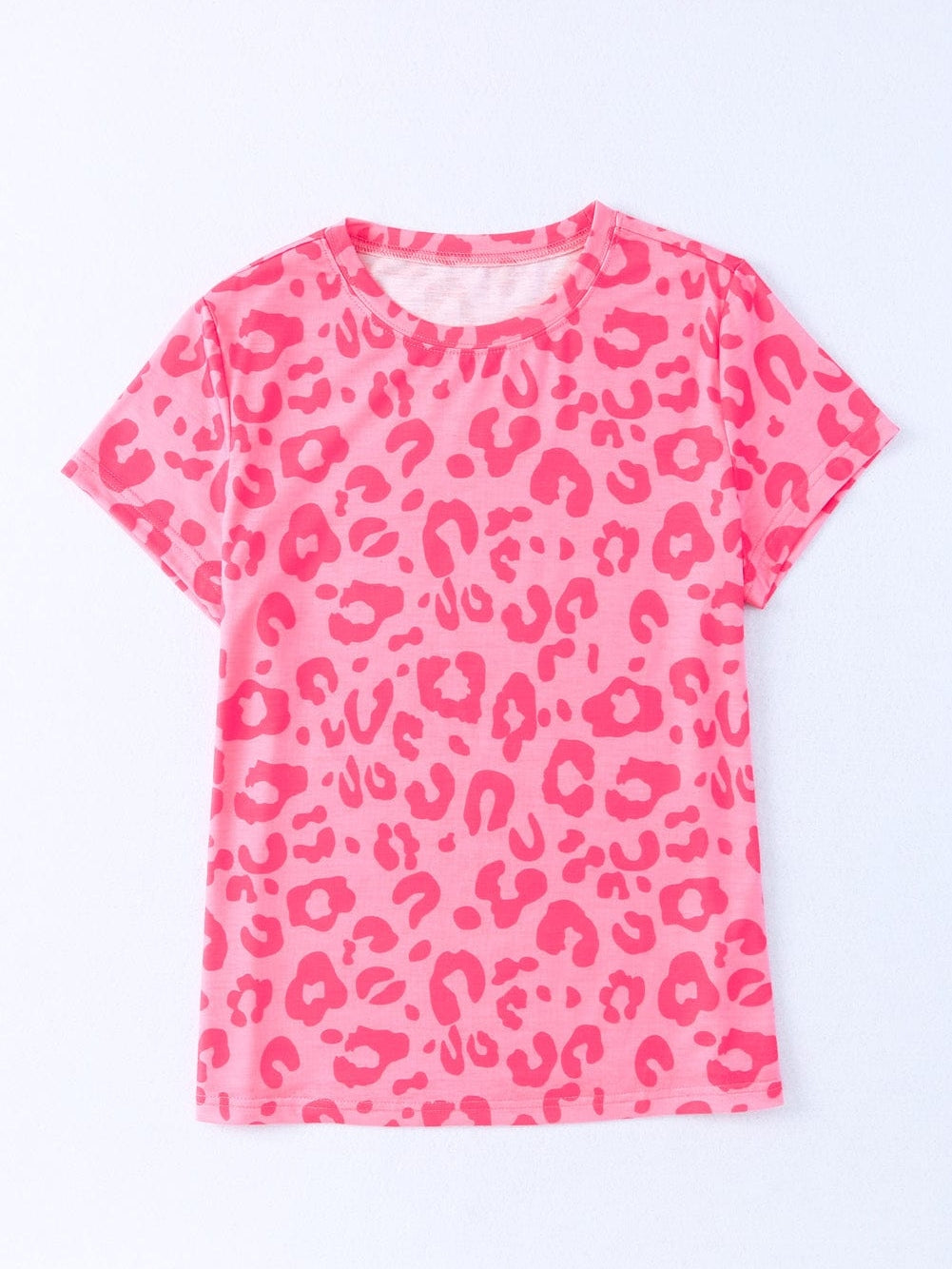 Leopard Print Crew Neck T-Shirt with Southern Belle Style