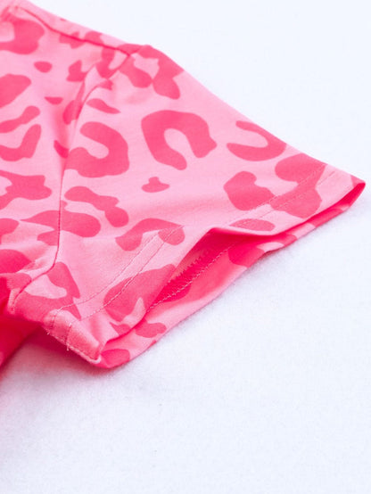 Leopard Print Crew Neck T-Shirt with Southern Belle Style