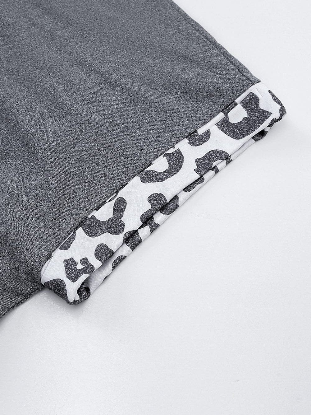 Leopard Print Gray T-shirt Dress with Side Slits