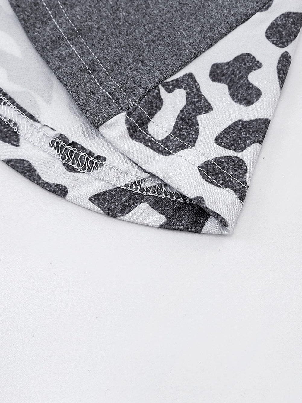 Leopard Print Gray T-shirt Dress with Side Slits