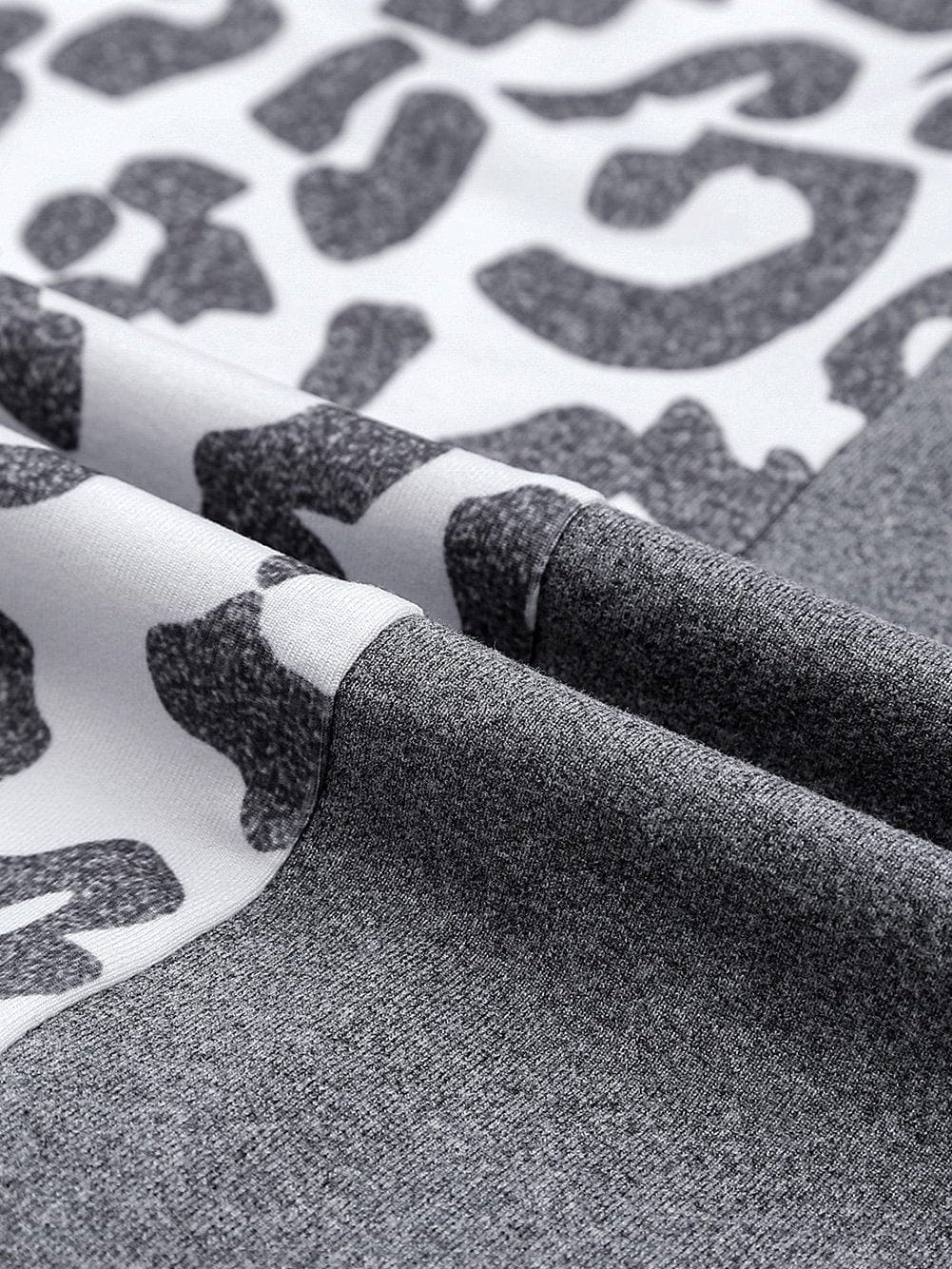 Leopard Print Gray T-shirt Dress with Side Slits