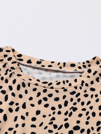 Leopard Print Long Sleeve Mini Babydoll Dress
