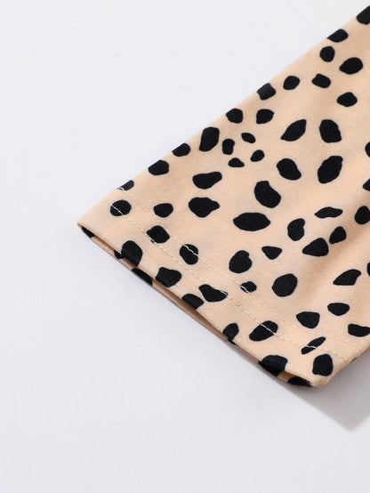 Leopard Print Long Sleeve Mini Babydoll Dress