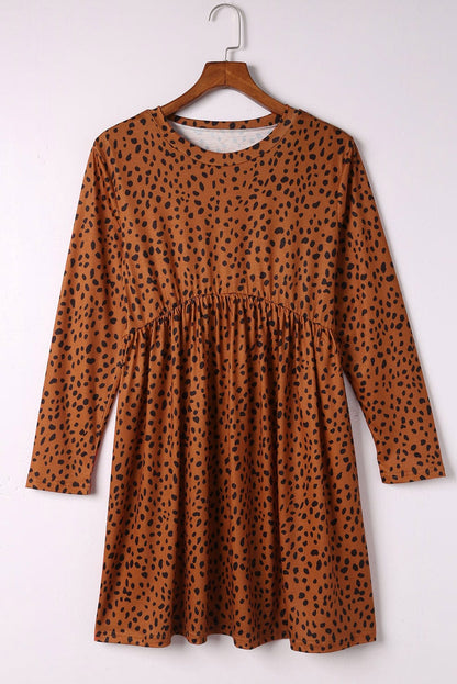 Leopard Print Long Sleeve Mini Dress for Stylish Occasions