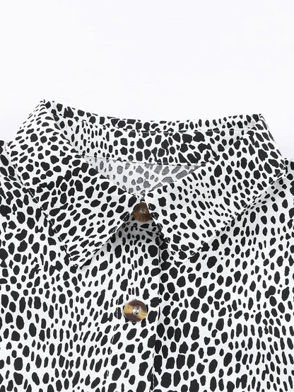 Leopard Print Long Sleeve Shirt Dress with Versatile Styling