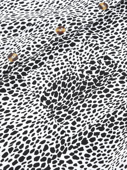 Leopard Print Long Sleeve Shirt Dress with Versatile Styling