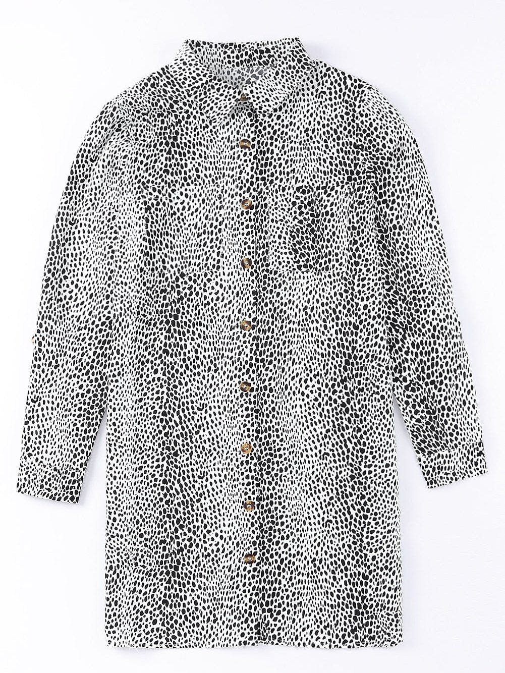 Leopard Print Long Sleeve Shirt Dress with Versatile Styling