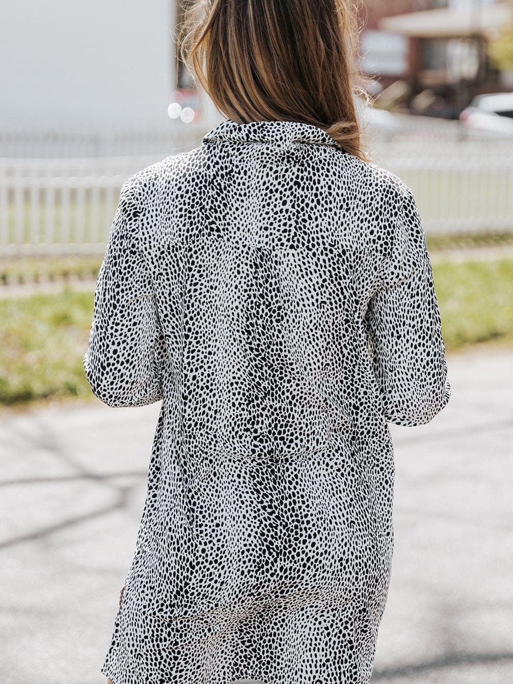 Leopard Print Long Sleeve Shirt Dress with Versatile Styling