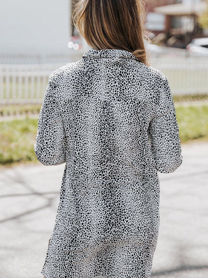 Leopard Print Long Sleeve Shirt Dress with Versatile Styling
