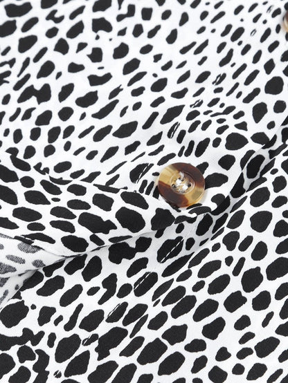 Leopard Print Long Sleeve Shirt Dress with Versatile Styling