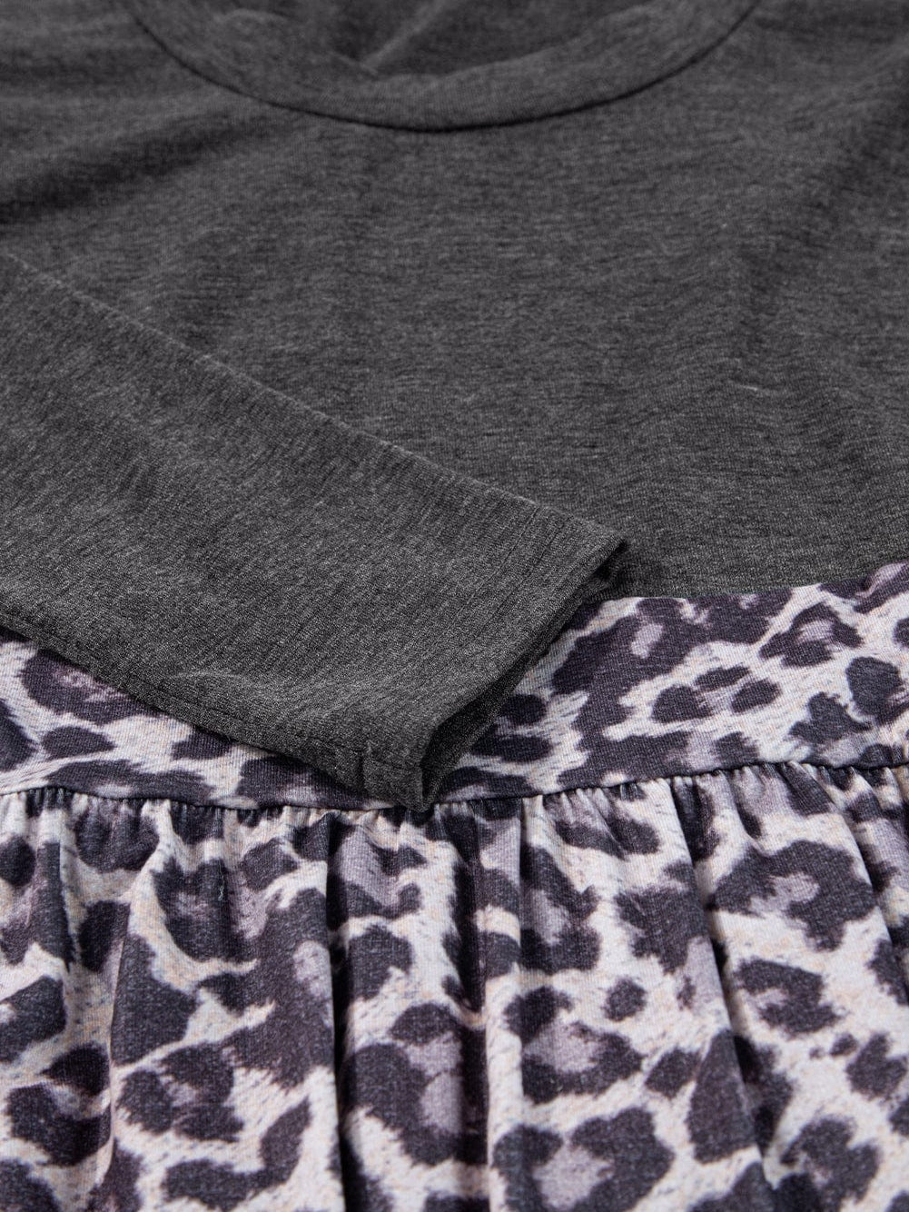 Leopard Print Maxi Dress with Fitted Bodice and Long Sleeves