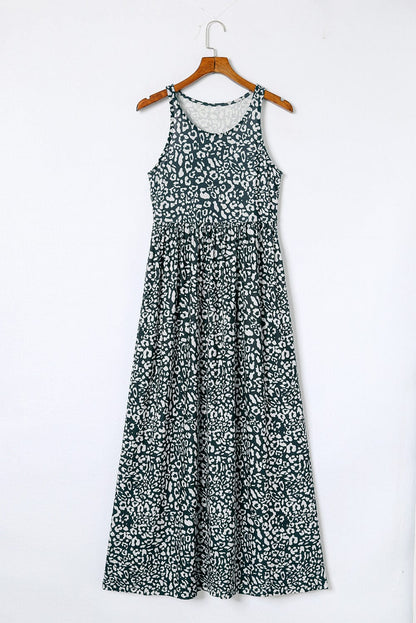 Leopard Print Maxi Dress with Pockets