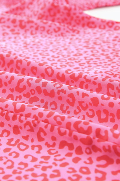 Leopard Print Oversized Puff Sleeve Top