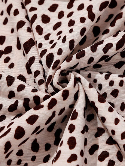 Leopard Print Ruffle Tiered Mini Dress with Long Sleeves