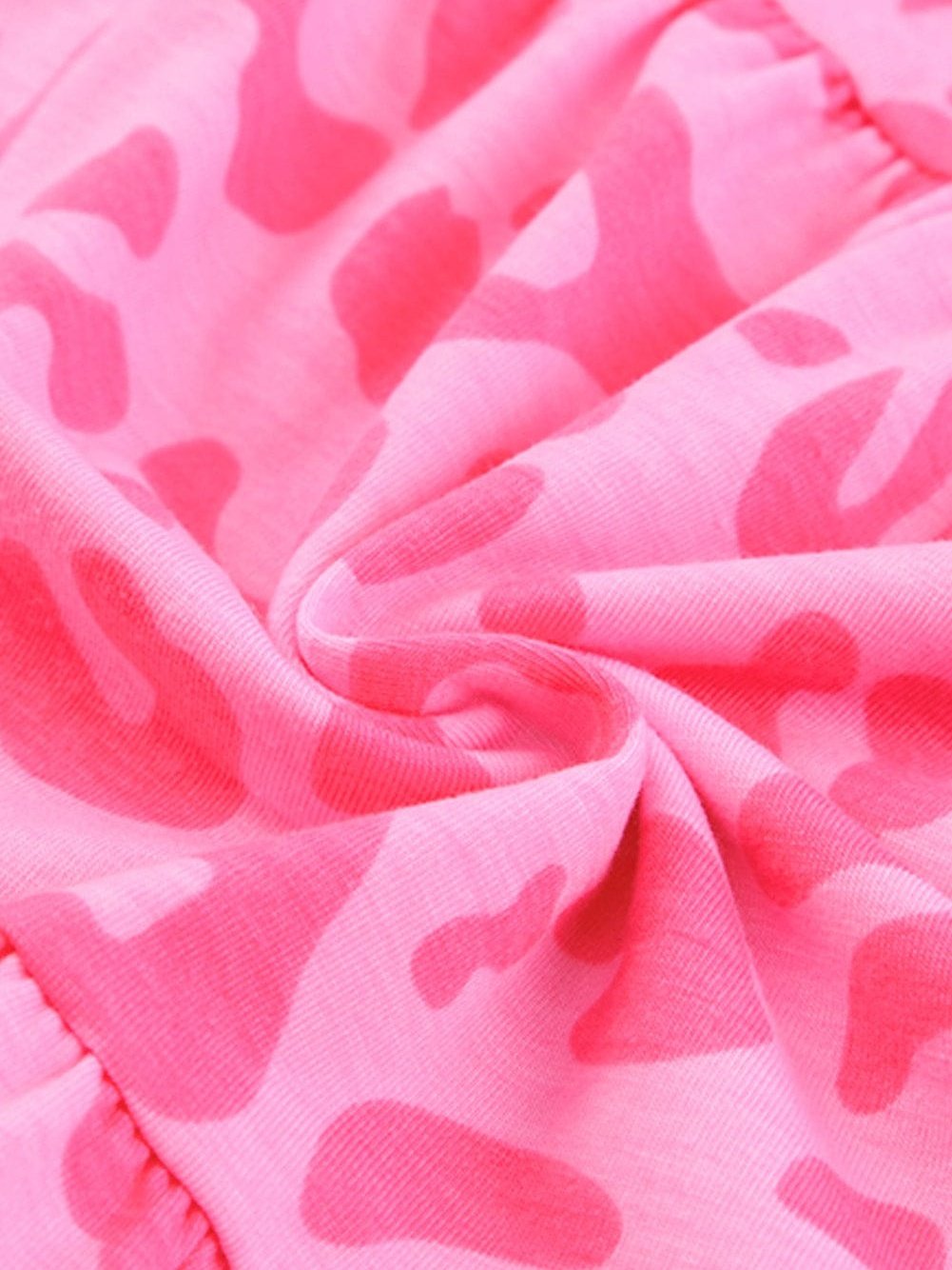 Leopard Print Ruffle Tiered Mini Dress with Round Neck